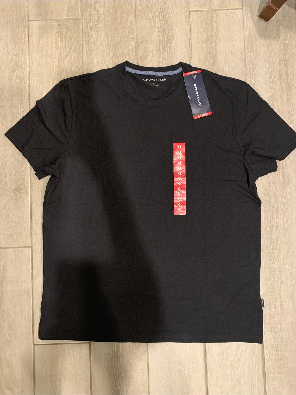 NWT Lucky Brand Black Short Sleeve Crewneck T-Shirt XL Original Price $49.50
